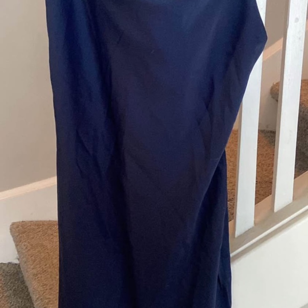 Small Navy UO Mallory Cowl Neck Slip Dress